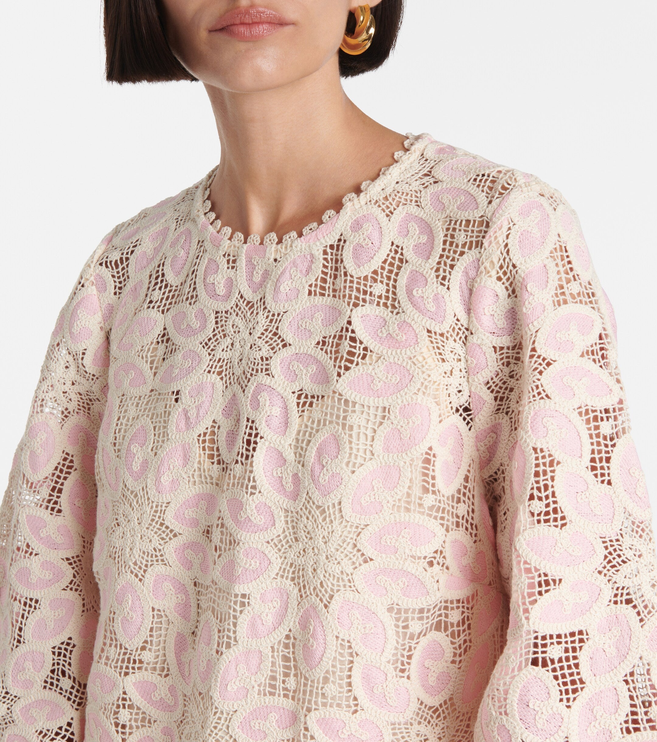 ZIMMERMANN Ottie Scallop Edge Lace Midi Dress