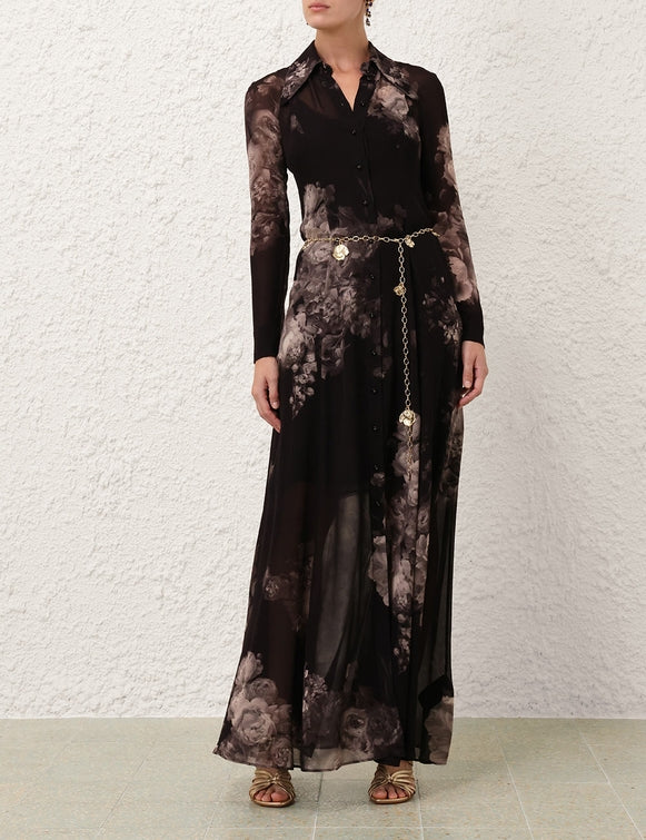 Zimmermann Hypnotic Maxi Shirt Dress — Ghost Floral