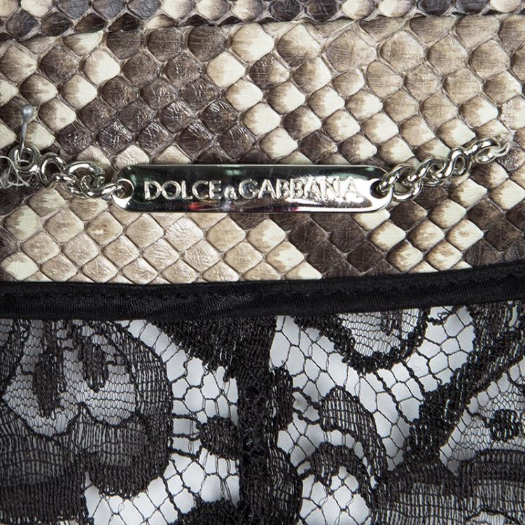 DOLCE & GABBANA Black Lace Contrast Python Leather Detail Blazer