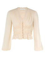ZIMMERMANN Natura V Neck Button Bodice in Buff