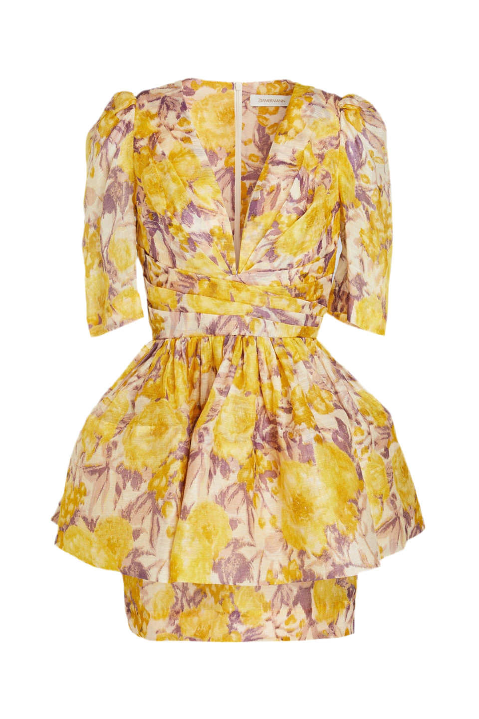 ZIMMERMANN Bow-detailed floral-print linen and silk-blend mini dress