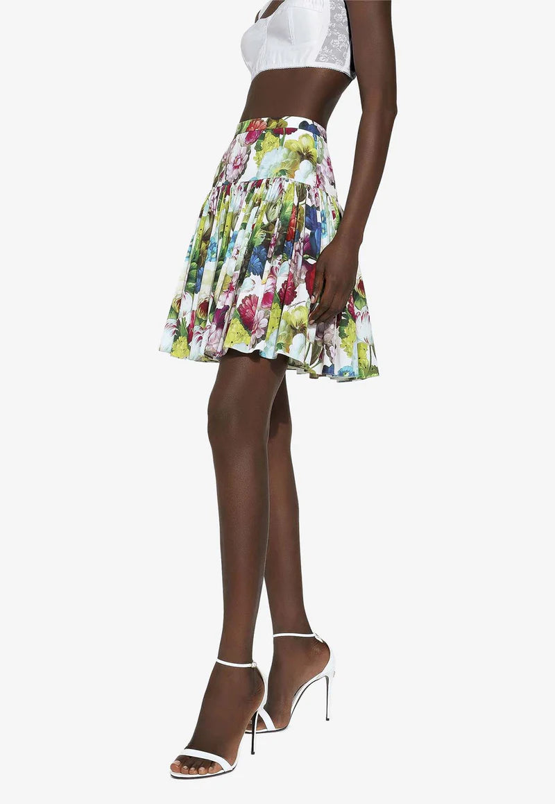 Dolce&Gabbana
Printed pleated cotton poplin mini skirt