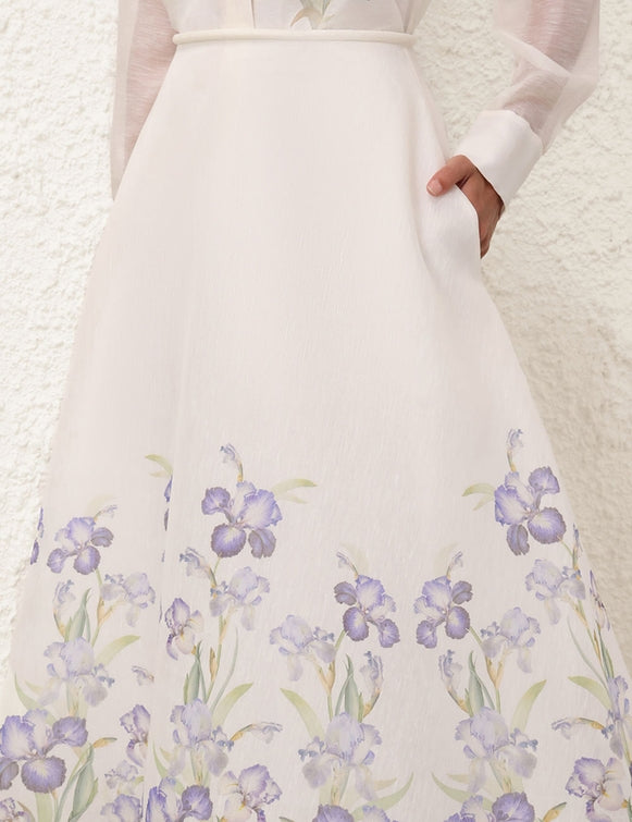 ZIMMERMANN Natura Flare Skirt in Blue Iris