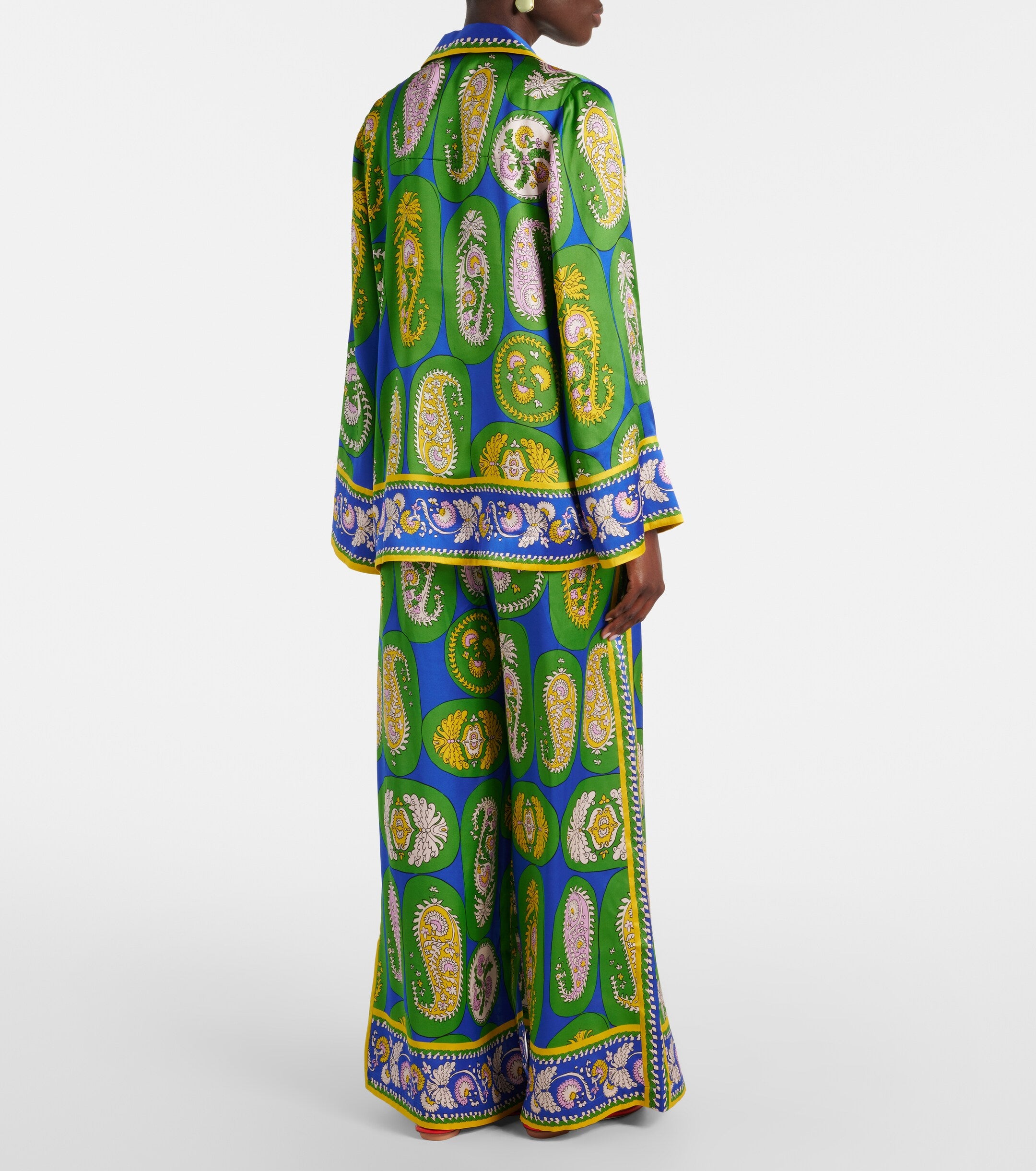 0108 ALÉMAIS

Printed Silk Satin Blouse & Wide-Leg Pants Set