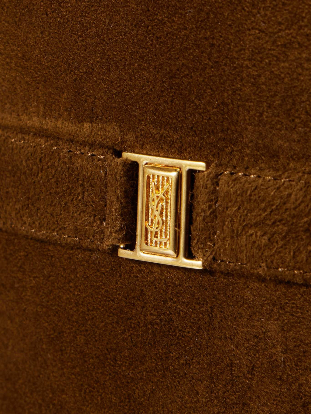 SAINT LAURENT Diane Logo-Embellished Suede Knee Boots – Dark Brown