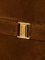 SAINT LAURENT Diane Logo-Embellished Suede Knee Boots – Dark Brown