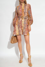 ZIMMERMANN Multicolored belted linen mini dress