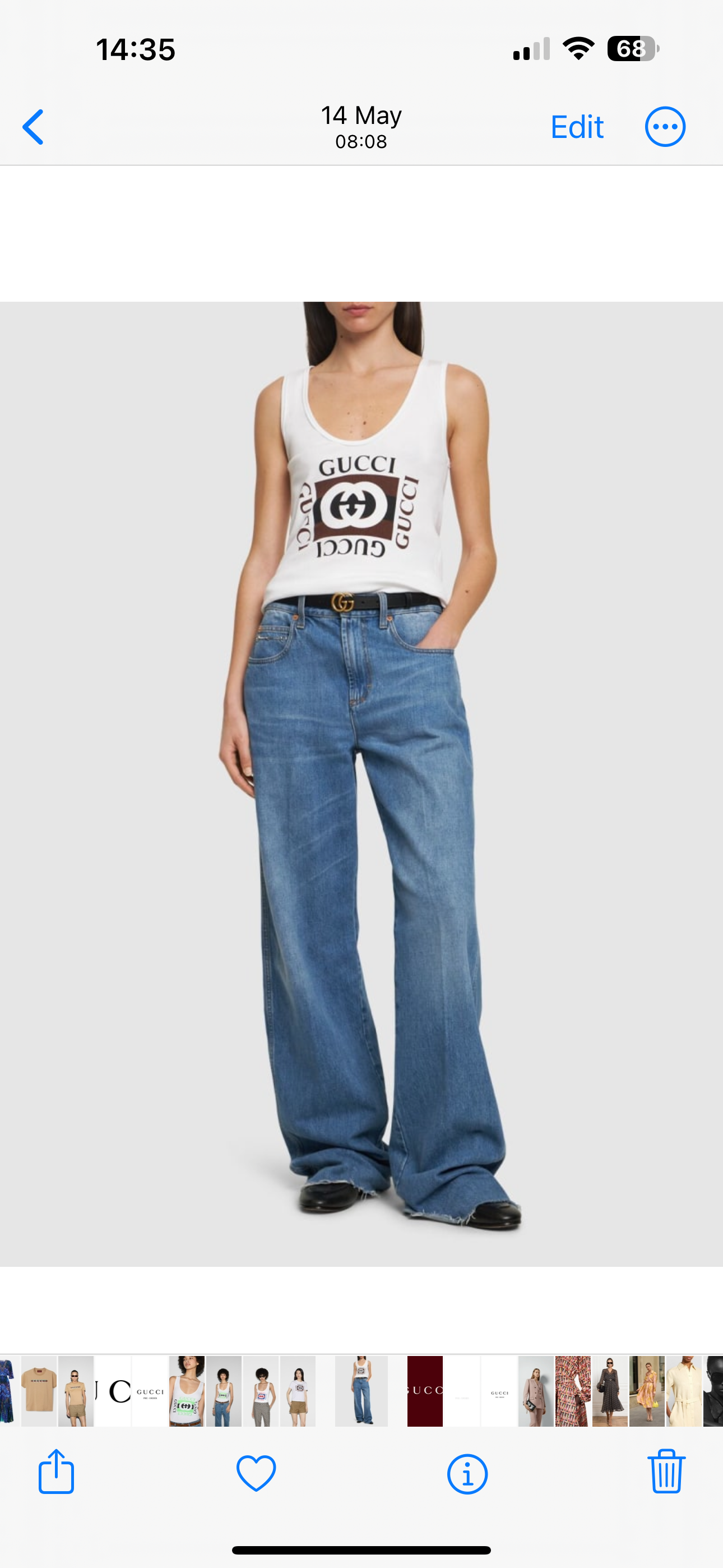 GUCCI RIB COTTON TANK TOP WITH GUCCI PRINT