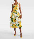 DOLCE&GABBANA Floral cotton poplin midi skirt