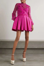 VALENTINO GARAVANI  
Embellished Tulle And Silk-Faille Mini Dress - Pink