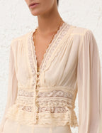 ZIMMERMANN Natura V Neck Button Bodice in Buff