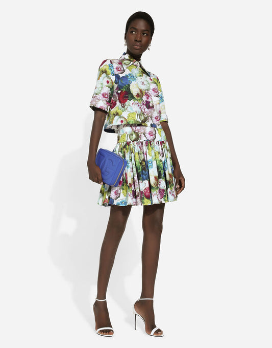 Dolce&Gabbana
Printed pleated cotton poplin mini skirt