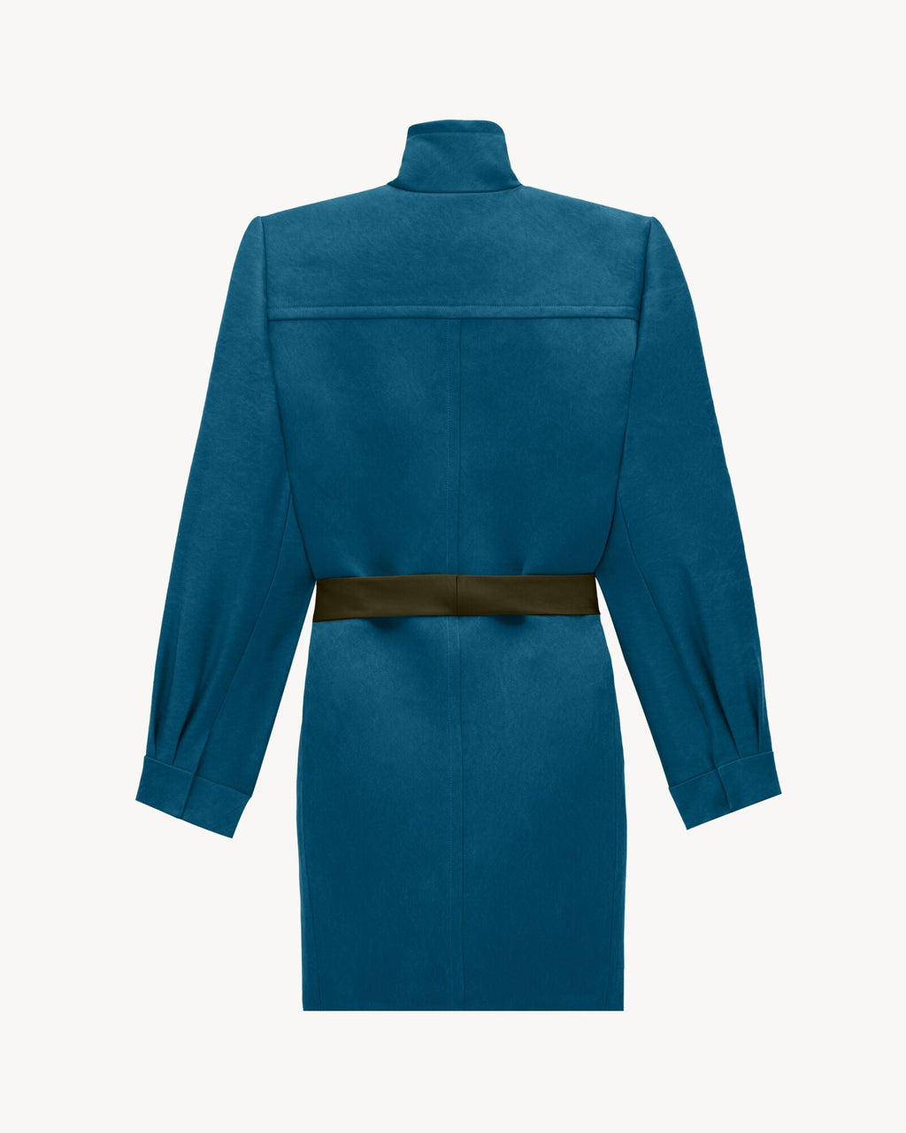 SAINT LAURENT Silk Satin Belted Coat – Blue Night