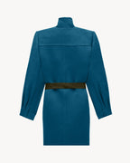 SAINT LAURENT Silk Satin Belted Coat – Blue Night