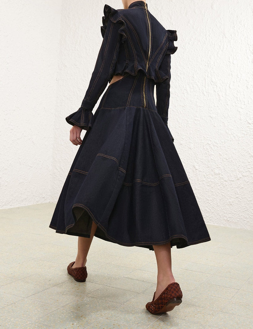 ZIMMERMANN
Hypnotic Denim Midi Dress – Night Sky