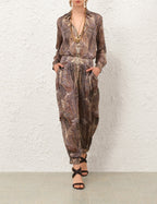 Zimmermann Hypnotic Satin Shirt — Denim Paisley