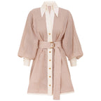 ZIMMERMANN Hypnotic Tuck Mini Dress – Tan Stripe