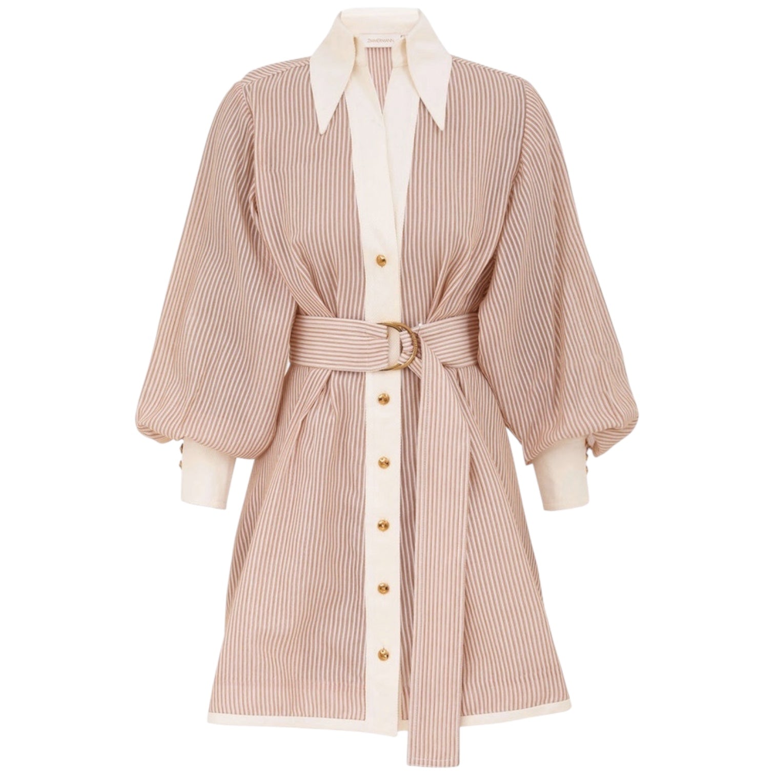 ZIMMERMANN Hypnotic Tuck Mini Dress – Tan Stripe