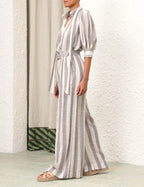 ZIMMERMANN Matchmaker Swing Blouse in Blue/Cream Stripe