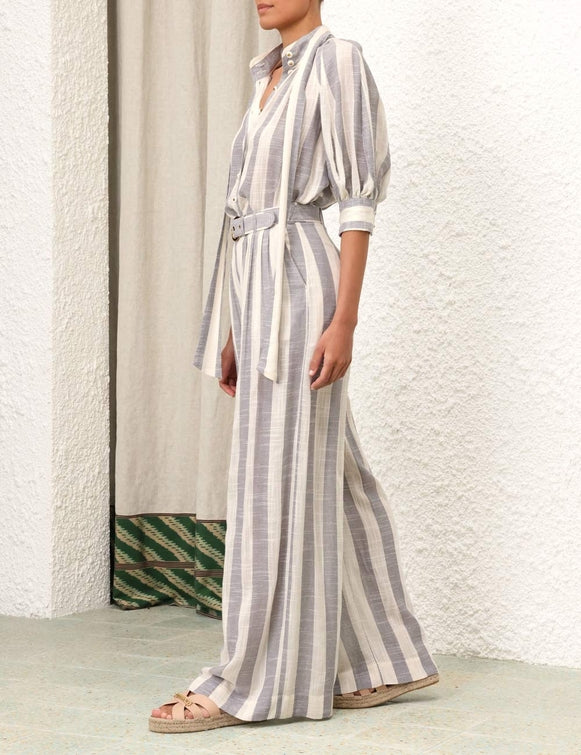 ZIMMERMANN Matchmaker Swing Blouse in Blue/Cream Stripe