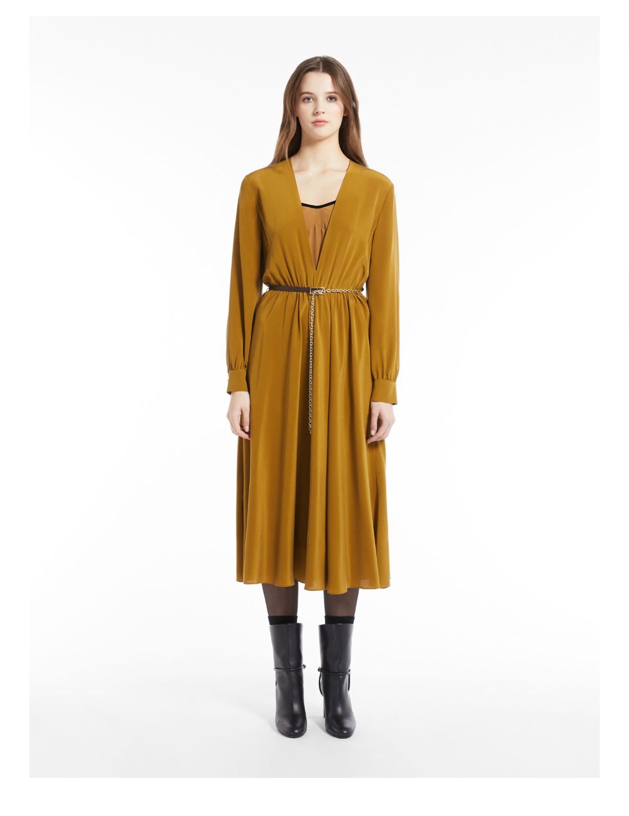 MaxMara Studio
Epsilon belted silk crepe de chine midi dress