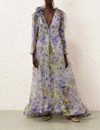 ZIMMERMANN Natura Flower Midi Dress in Blue Floral