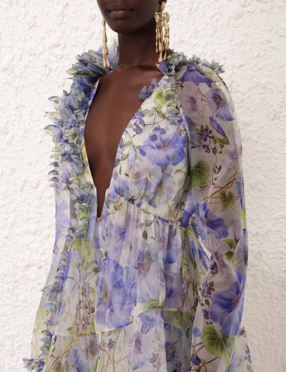 ZIMMERMANN Natura Flower Midi Dress in Blue Floral