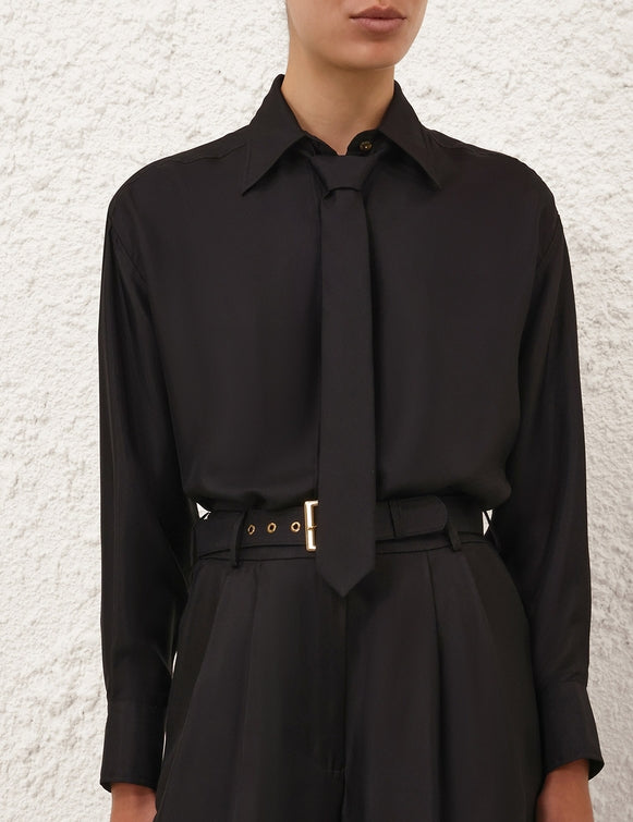 ZIMMERMANN Relaxed Tie Shirt – Black