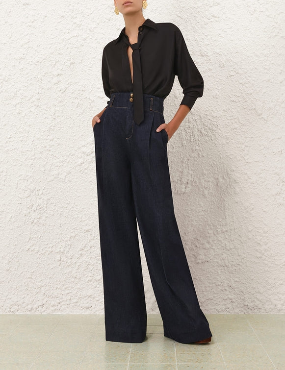 ZIMMERMANN Relaxed Tie Shirt – Black