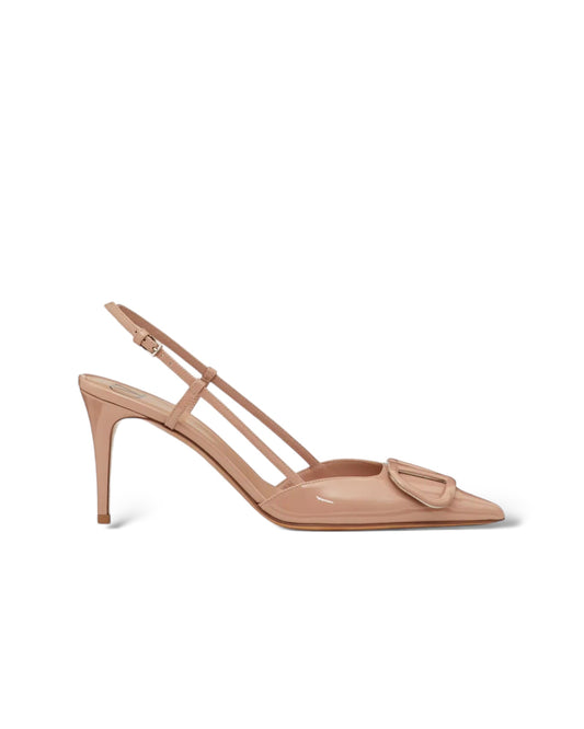 VALENTINO VLOGO SIGNATURE PATENT LEATHER SLINGBACK PUMP 80MM