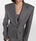 MAGDA BUTRYM Oversized pinstriped wool blazer in Gray
