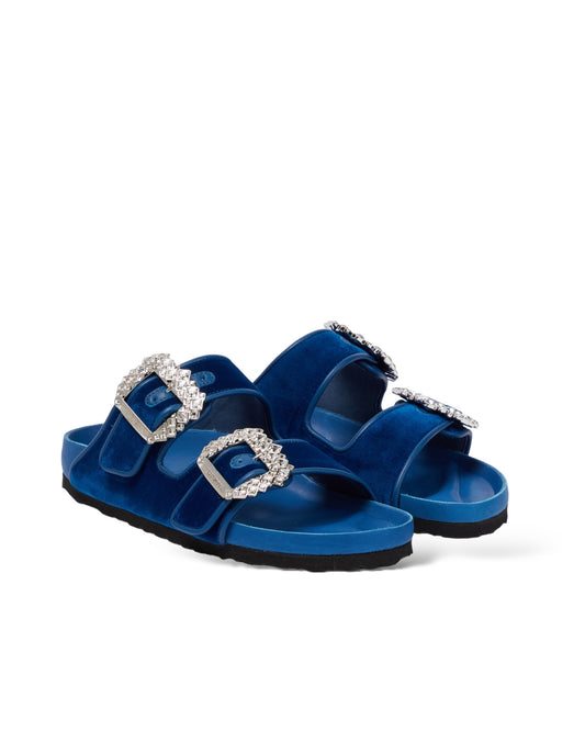 BIRKENSTOCK 
x Manolo Blahnik Arizona embellished velvet slides