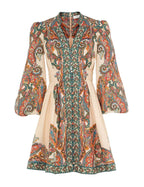 ZIMMERMANN Ottie Plunge Mini Dress in Multi Paisley