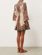 ZIMMERMANN Ottie Plunge Mini Dress in Multi Paisley