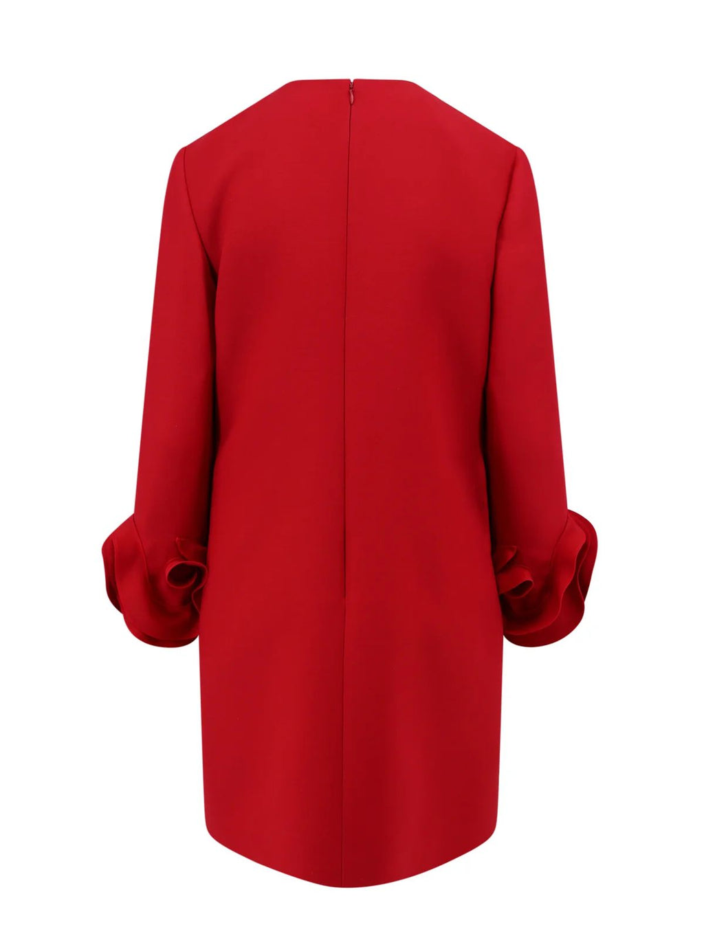 VALENTINO 
Wool & silk crepe roses cuffs mini dress