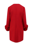 VALENTINO 
Wool & silk crepe roses cuffs mini dress