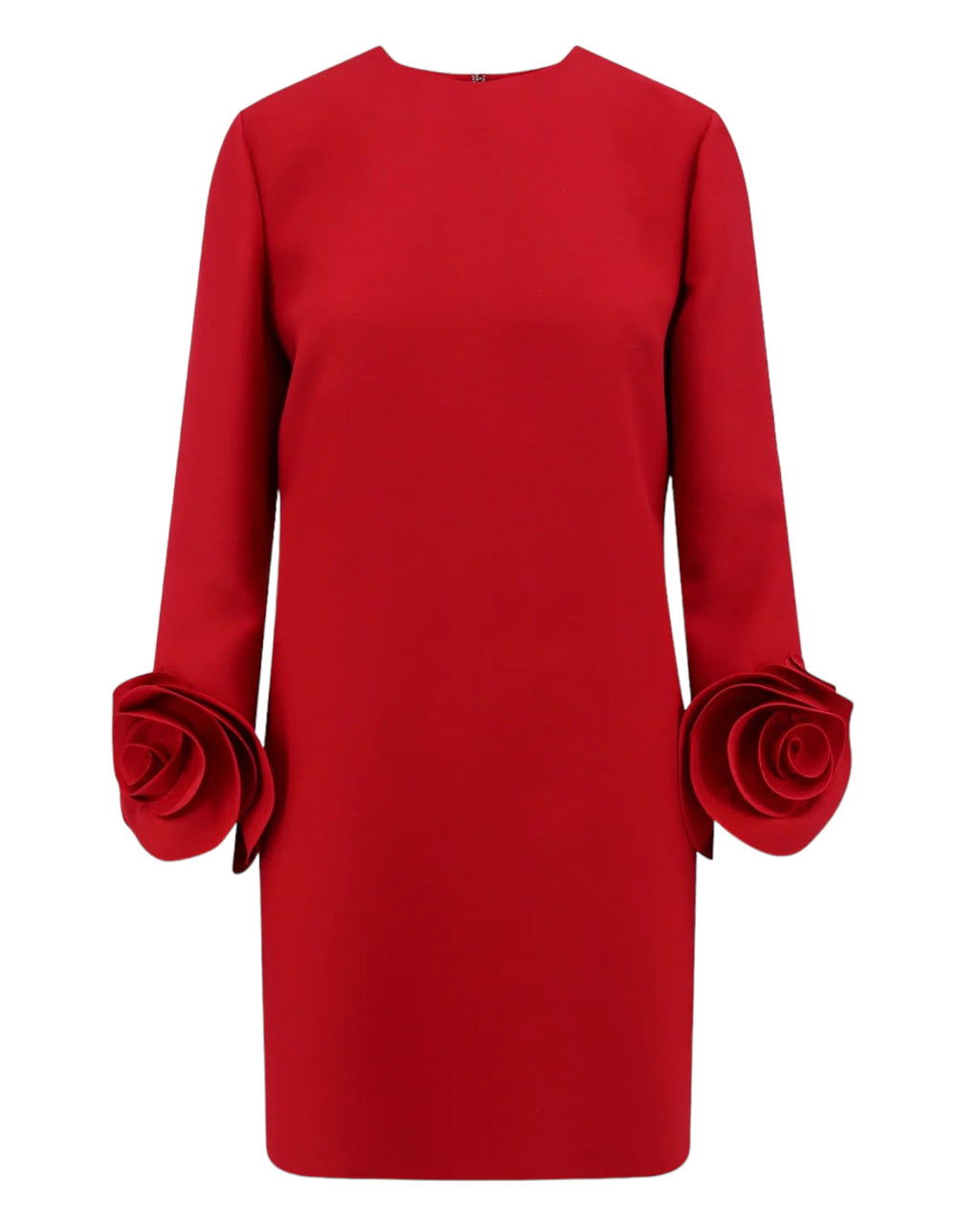 VALENTINO 
Wool & silk crepe roses cuffs mini dress