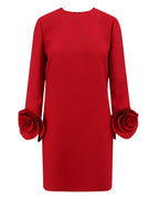 VALENTINO 
Wool & silk crepe roses cuffs mini dress
