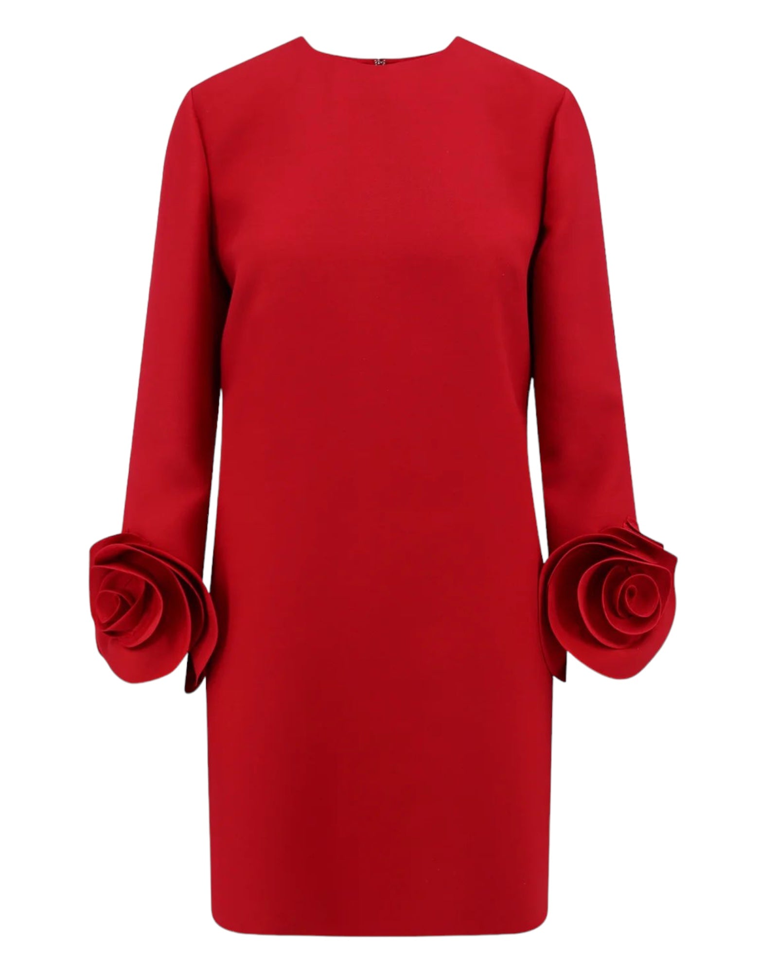 VALENTINO 
Wool & silk crepe roses cuffs mini dress