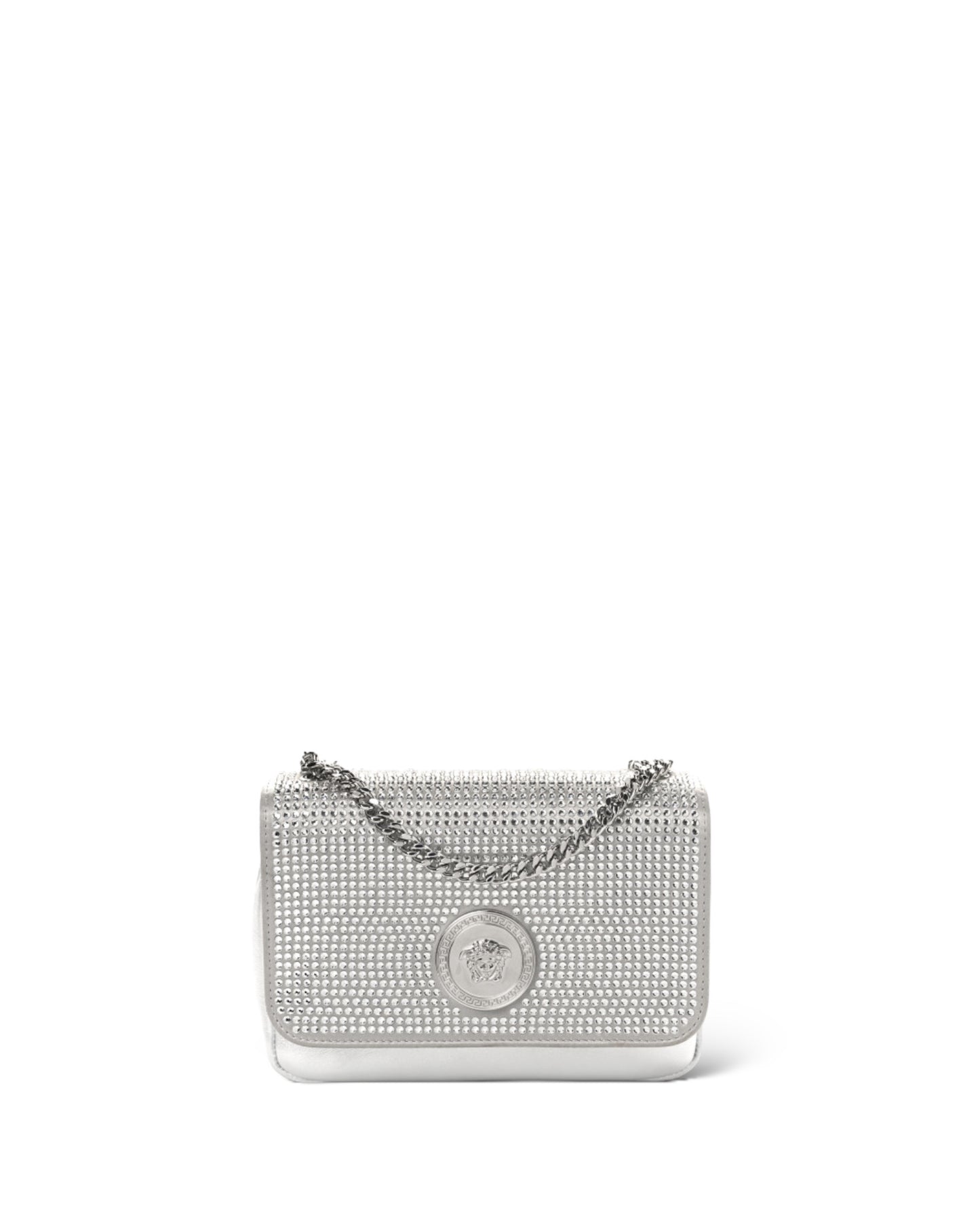 VERSACE
Crystal-Embellished La Medusa Icon Chain Crossbody Bag
