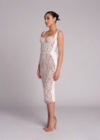 POEM OFF-WHITE – RAYON SPANDEX DRESS WITH LACE