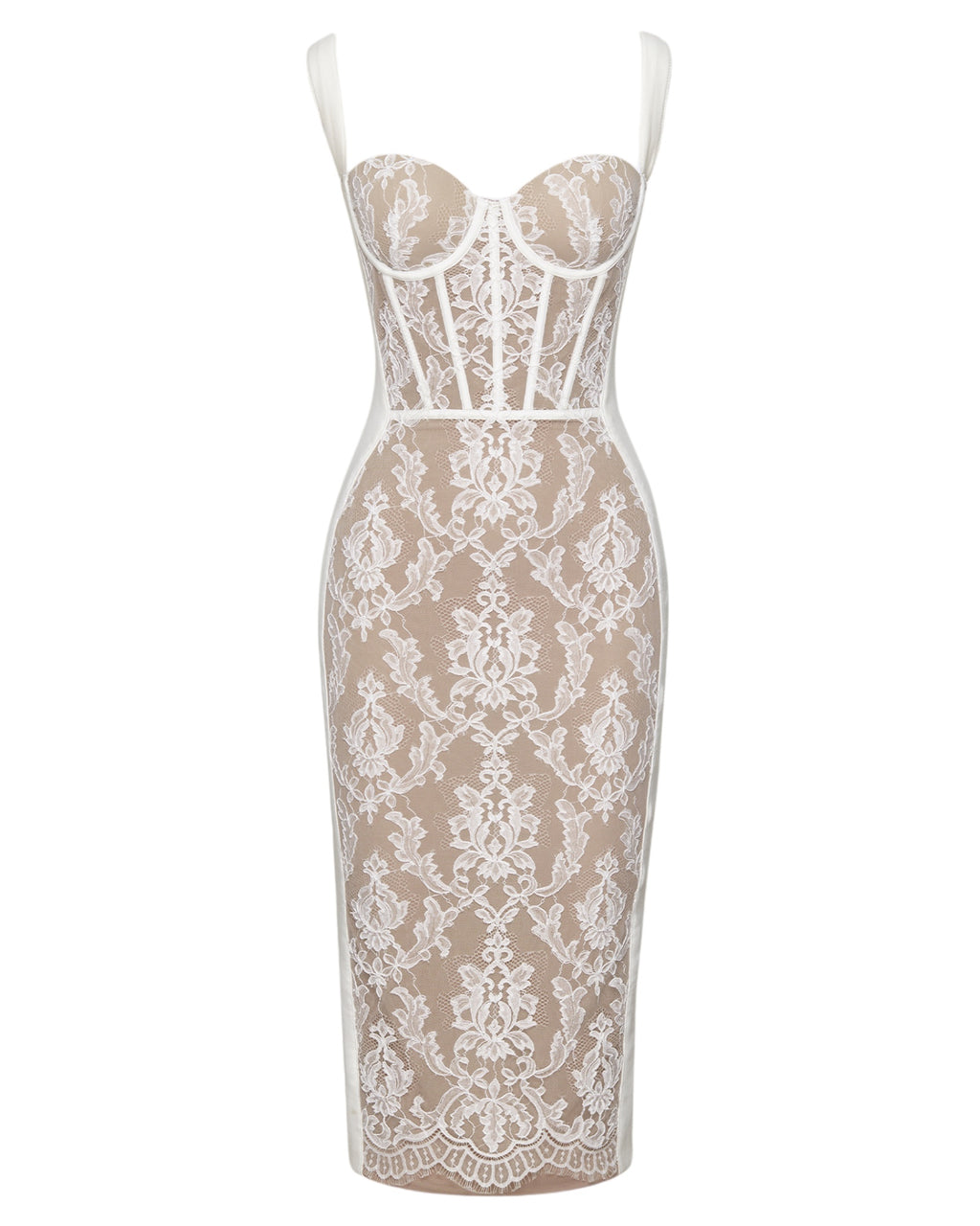 POEM OFF-WHITE – RAYON SPANDEX DRESS WITH LACE