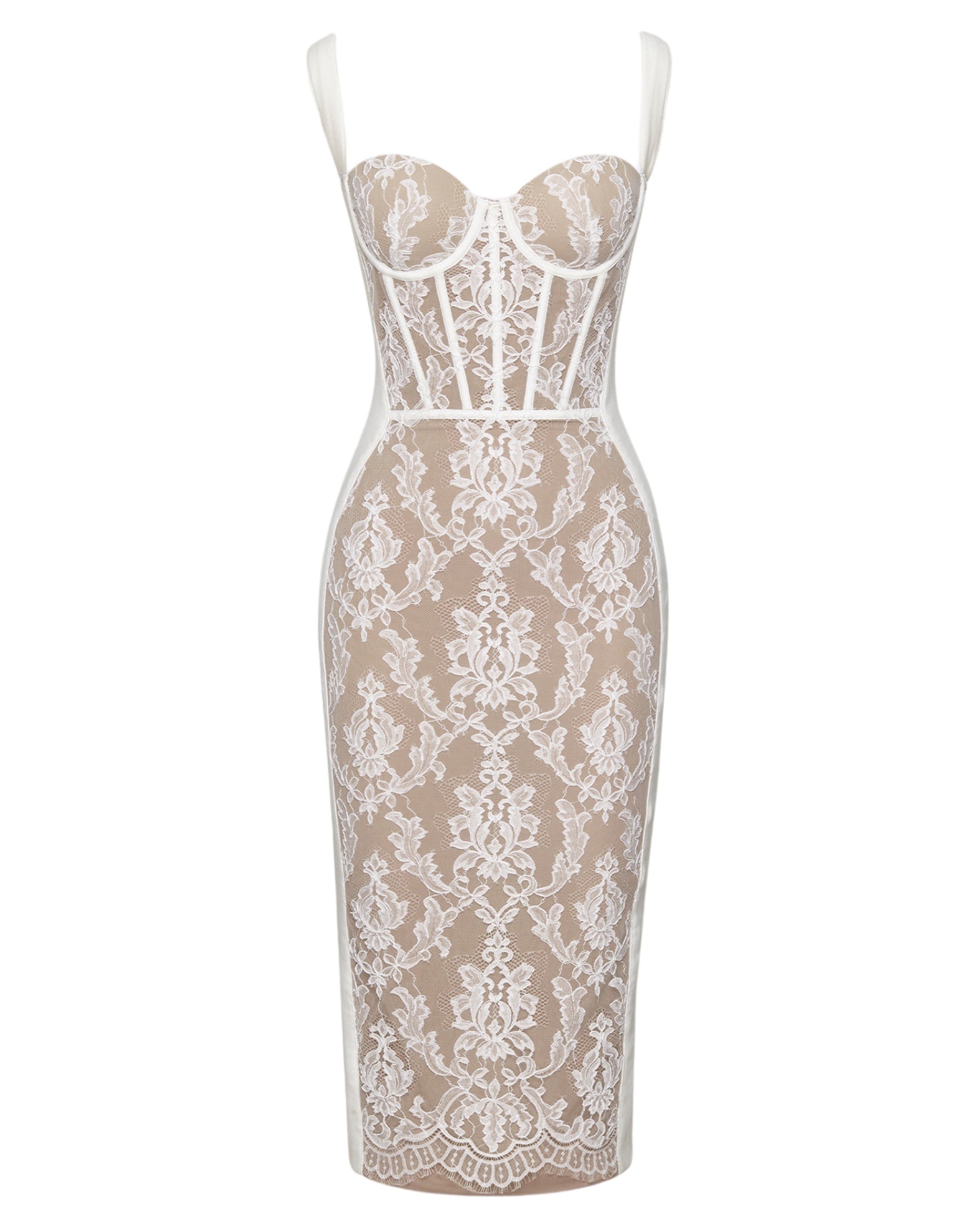 POEM OFF-WHITE – RAYON SPANDEX DRESS WITH LACE