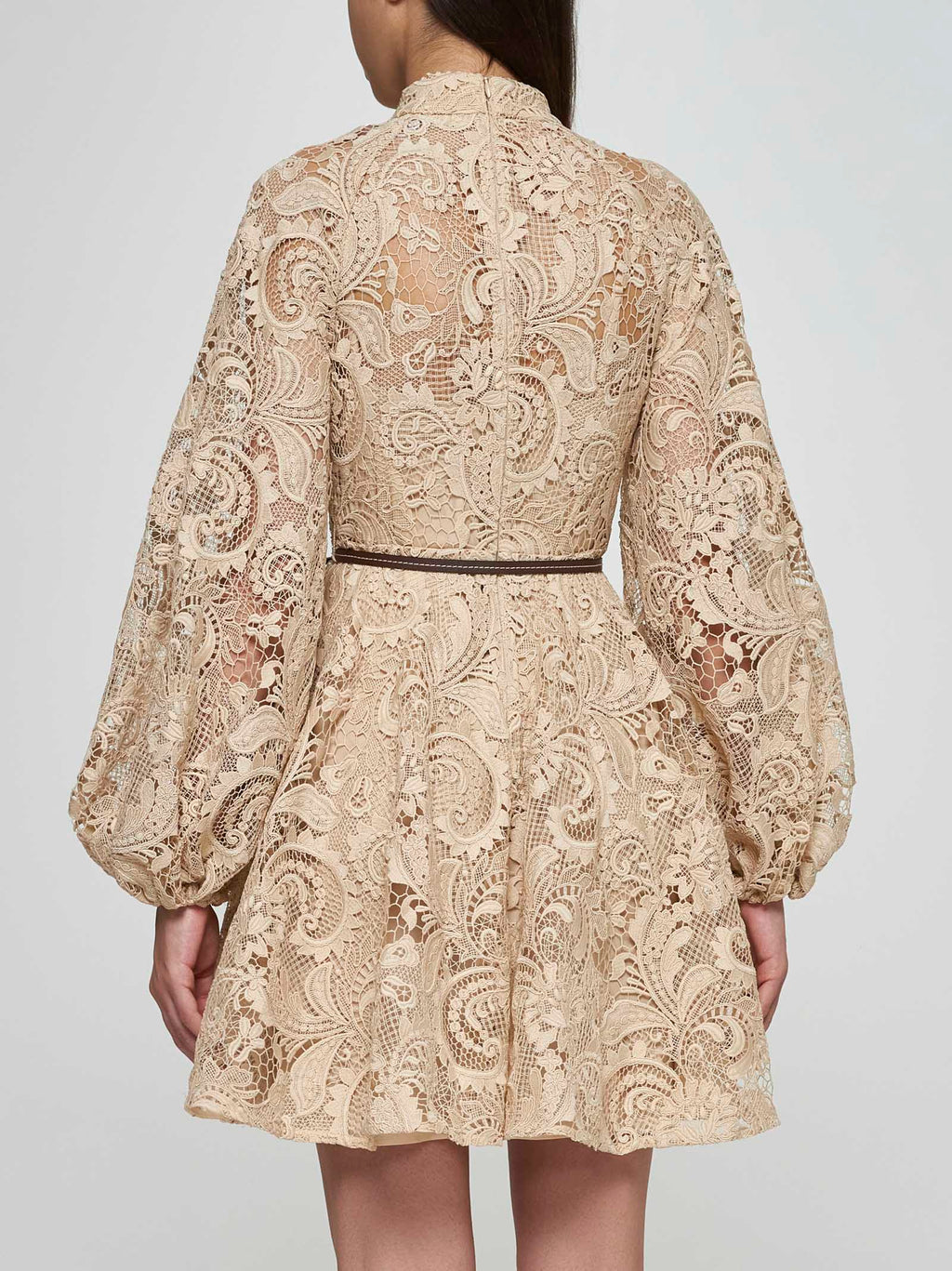 ZIMMERMANN Waverly Lace Mini Dress in Taupe