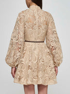 ZIMMERMANN Waverly Lace Mini Dress in Taupe