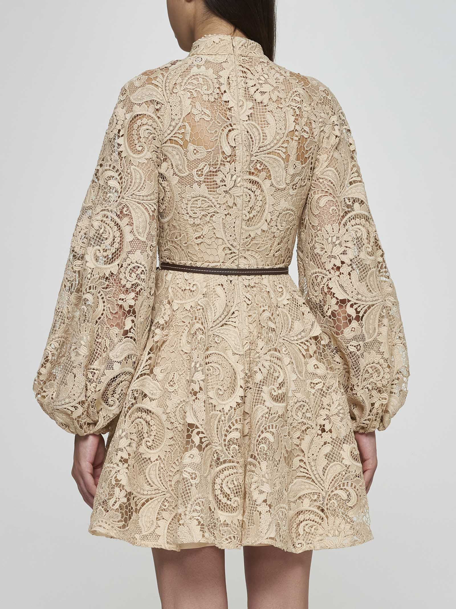 ZIMMERMANN Waverly Lace Mini Dress in Taupe