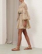 ZIMMERMANN Waverly Lace Mini Dress in Taupe