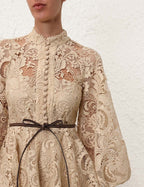 ZIMMERMANN Waverly Lace Mini Dress in Taupe
