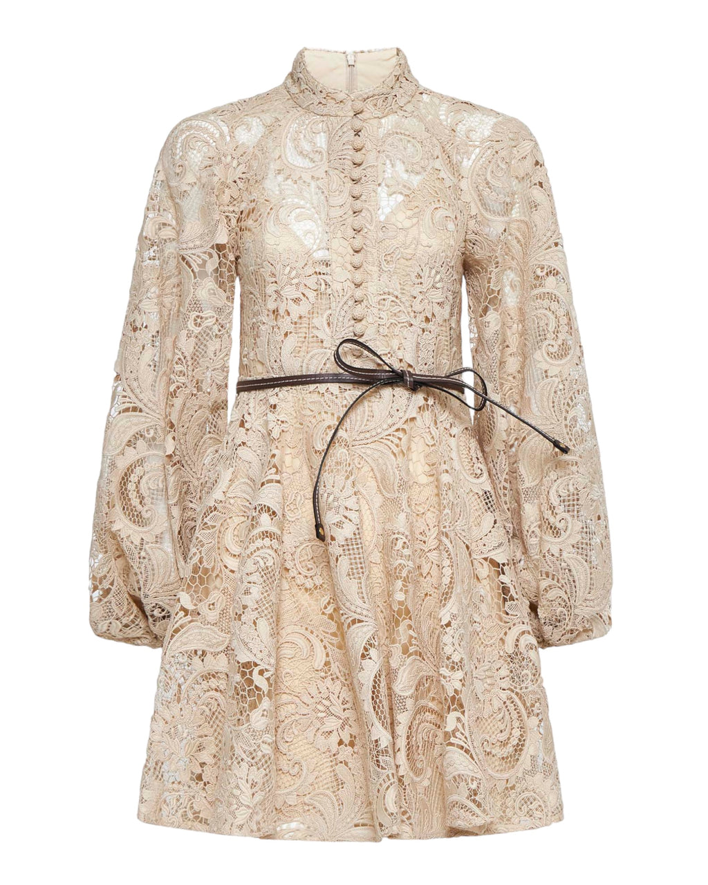ZIMMERMANN Waverly Lace Mini Dress in Taupe