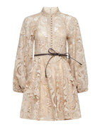 ZIMMERMANN Waverly Lace Mini Dress in Taupe